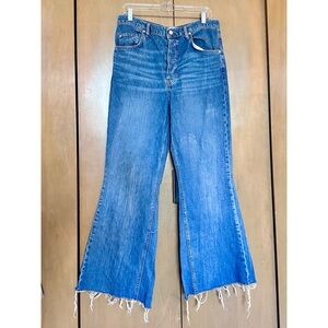 We the Free 30 Blue Wide-Leg Frayed Hem Jeans
